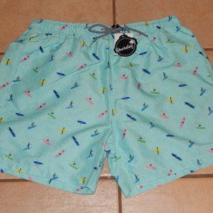 NWT $75 BOARDIES Aqua Green / Blue Surfer Swim XL